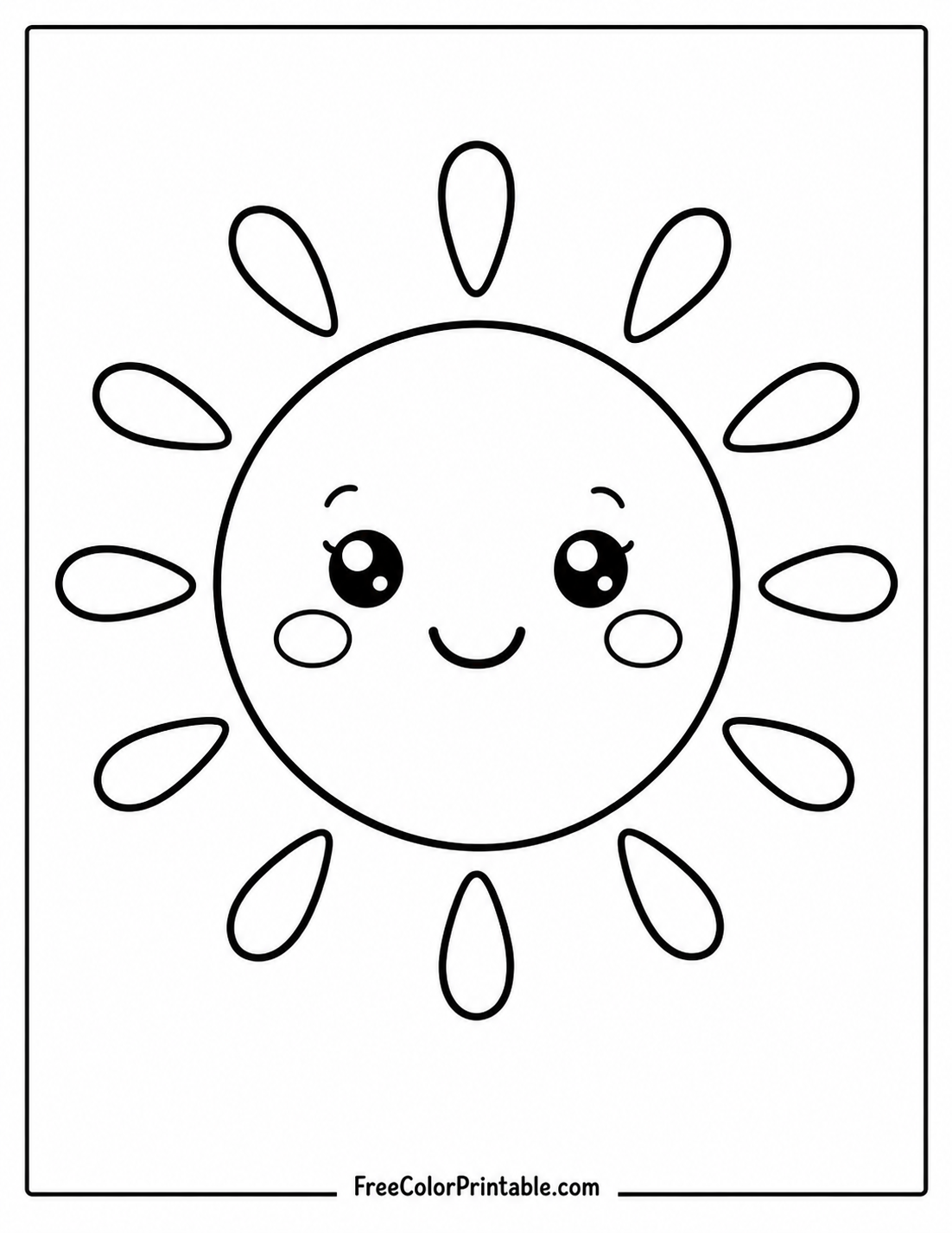 Kawaii sun coloring page design Coloring Page — Free Printable — free printable coloring page